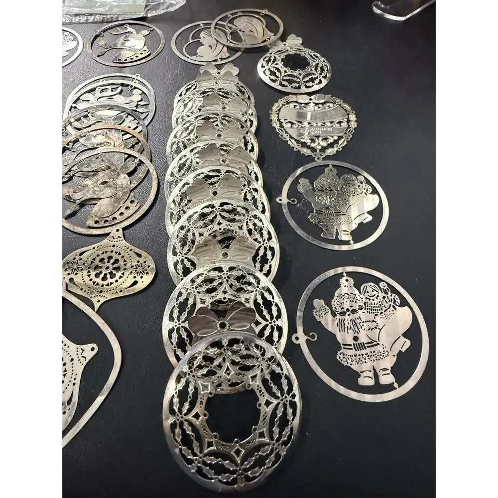 Vintage Oneida Silver Trimmer Silverplate Christmas Ornament Lot Santa Reindeer